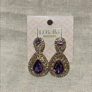 Gold and Purple Teardrop Earrings